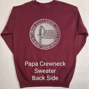Marine Corps 4th Battalion Papa Company Logo Burgundy Crewneck Sweater
